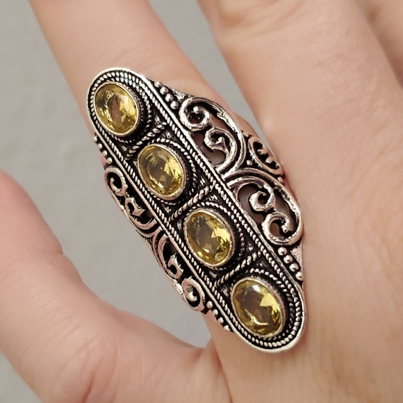 New Citrine 925 Silver Statement Ring. - Picture 1 of 9